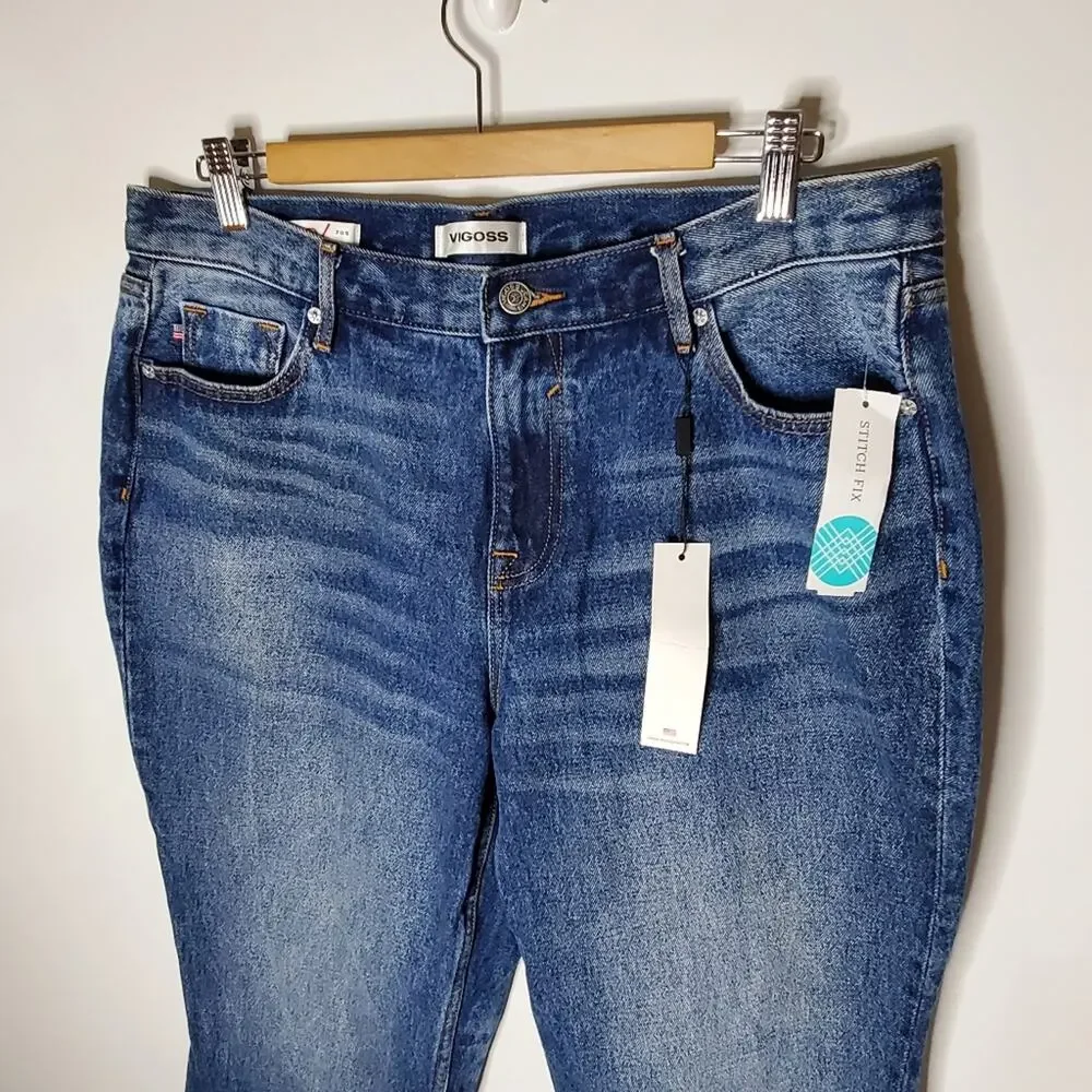 VIGOSS Royce 70's Stovepipe Crop  Medium wash Denim  Size 14 New with tags
